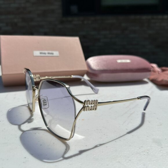 MIU MIU SMU - 52W Sunglasses - Gold Clear Gradient Violet